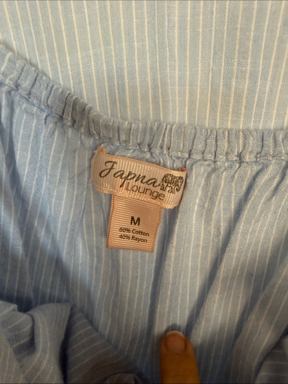 Japna Light Blue Pinstripe Wrap Robe With Tank And Tie - Picture 4 of 8